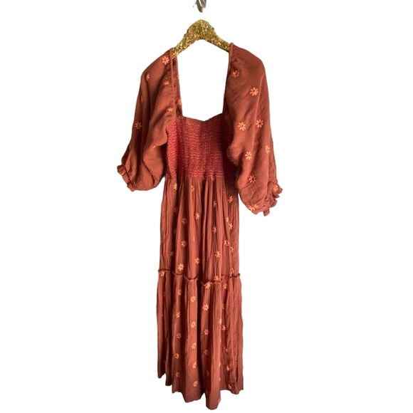Free People Dahlia Embroidered Maxi Dress in Ginger Snap Combo - Picture 6 of 15